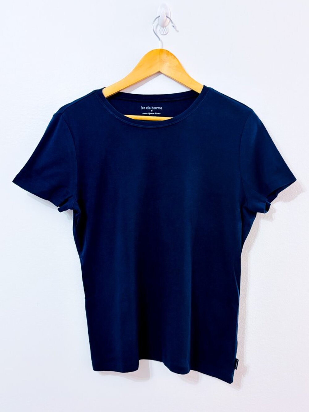 LIZ CLAIBORNE Navy Supima Cotton T-Shirt | Classic Basic | Medium